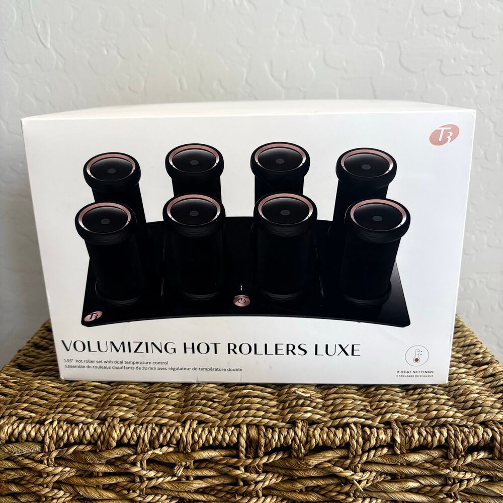 T3 Volumizing Hot Rollers Luxe 1.25 Inch Set 12 Curlers Clips Case Bouncy Curls